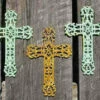 Cast Iron Crosses Set Of 3-Antique And Verde Finish 1 Cast Iron Crosses Set Of 3-Antique And Verde Finish -THE BIRDHOUSE CHICK Sales 3verdicross