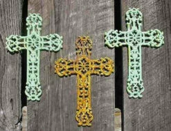 Featured Products 12 Cast Iron Crosses Set Of 3-Antique And Verde Finish