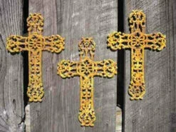 Cast Iron Crosses Set Of 3-Antique And Verde Finish 8 Cast Iron Crosses Set Of 3-Antique And Verde Finish -THE BIRDHOUSE CHICK Sales 3verdicross 4