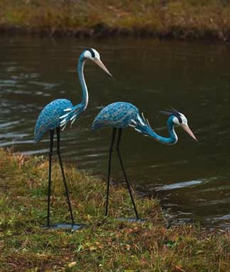 Steel Heron Pair Garden Sculptures 3 Steel Heron Pair Garden Sculptures