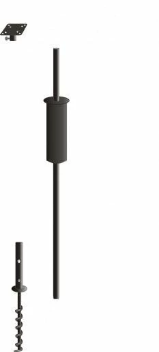Garden Pole Set W/ Mounting Flange, Baffle And Ground Screw