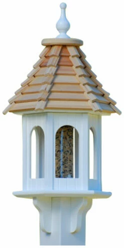 Gazebo Bird Feeder-Vinyl With Cypress Roof 10x28 5 Gazebo Bird Feeder-Vinyl With Cypress Roof 10x28 -THE BIRDHOUSE CHICK Sales BF 10 CS