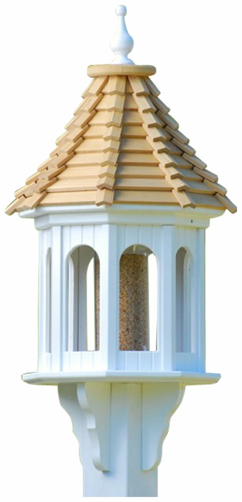 Large Gazebo Bird Feeder-Vinyl With Cypress Roof 14x36 4 Large Gazebo Bird Feeder-Vinyl With Cypress Roof 14x36 - Image 2