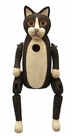 Black And White Tall Cat Birdhouse 3 Black And White Tall Cat Birdhouse