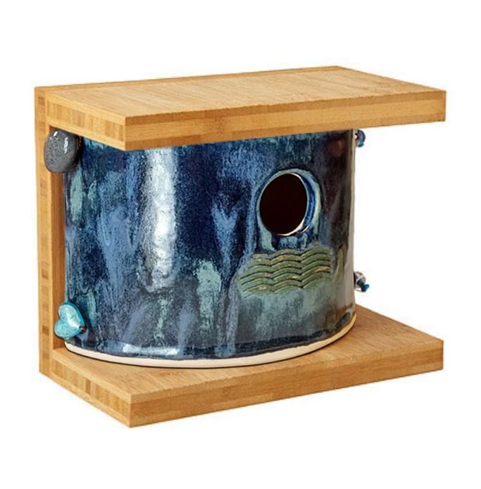 Bamboo & Stoneware Mod Birdhouse 3 Bamboo & Stoneware Mod Birdhouse