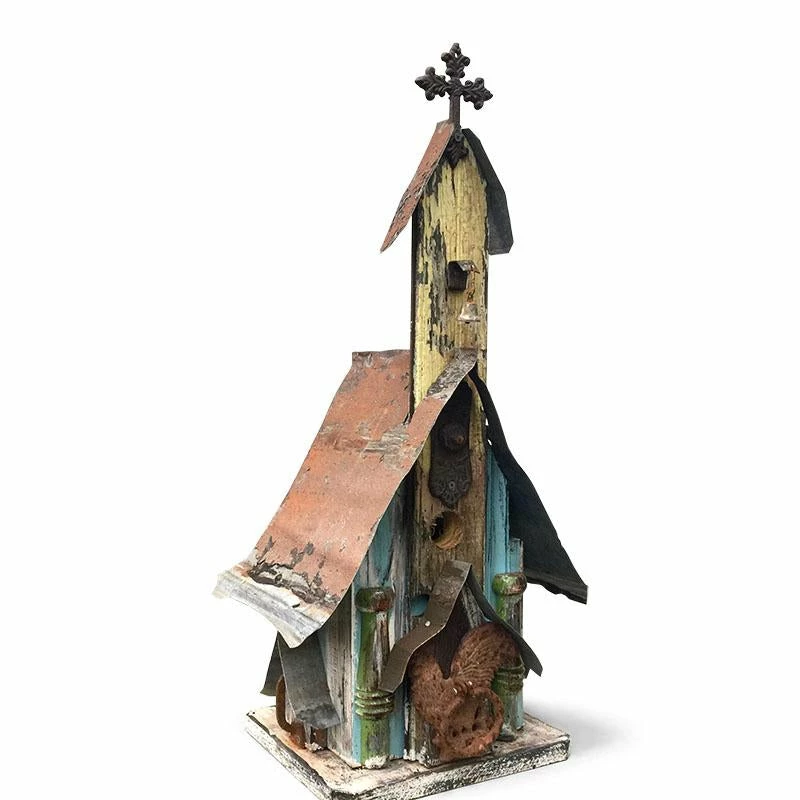 Barn Wood & Tin Church Birdhouses 8 Barn Wood & Tin Church Birdhouses - Image 6