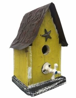 Barn Wood & Tin Rustic Birdhouses -THE BIRDHOUSE CHICK Sales Barn wood ructic Birdhouse Yellow
