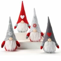 Holiday Gnomes With LED Nose- Set/4