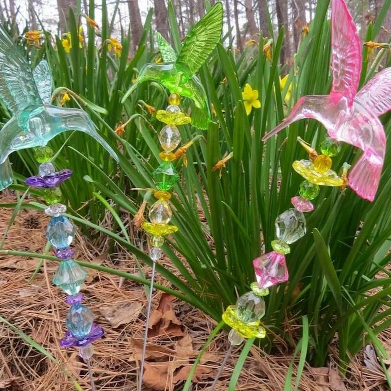 Bedazzled Hummingbird Garden Stakes 3 Bedazzled Hummingbird Garden Stakes