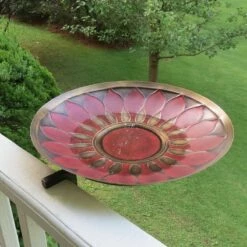 Red Petals Solar Bubbler Bird Bath 7 Red Petals Solar Bubbler Bird Bath -THE BIRDHOUSE CHICK Sales Brass Deck Mount Bird Bath