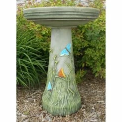 Butterfly Meadow Bird Bath-Locking Top