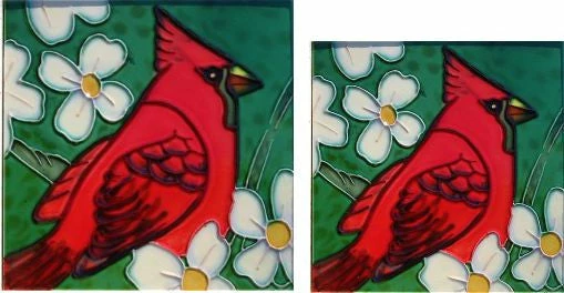 Ceramic Art Tiles-Cardinals Set/2 4 Ceramic Art Tiles-Cardinals Set/2 - Image 2