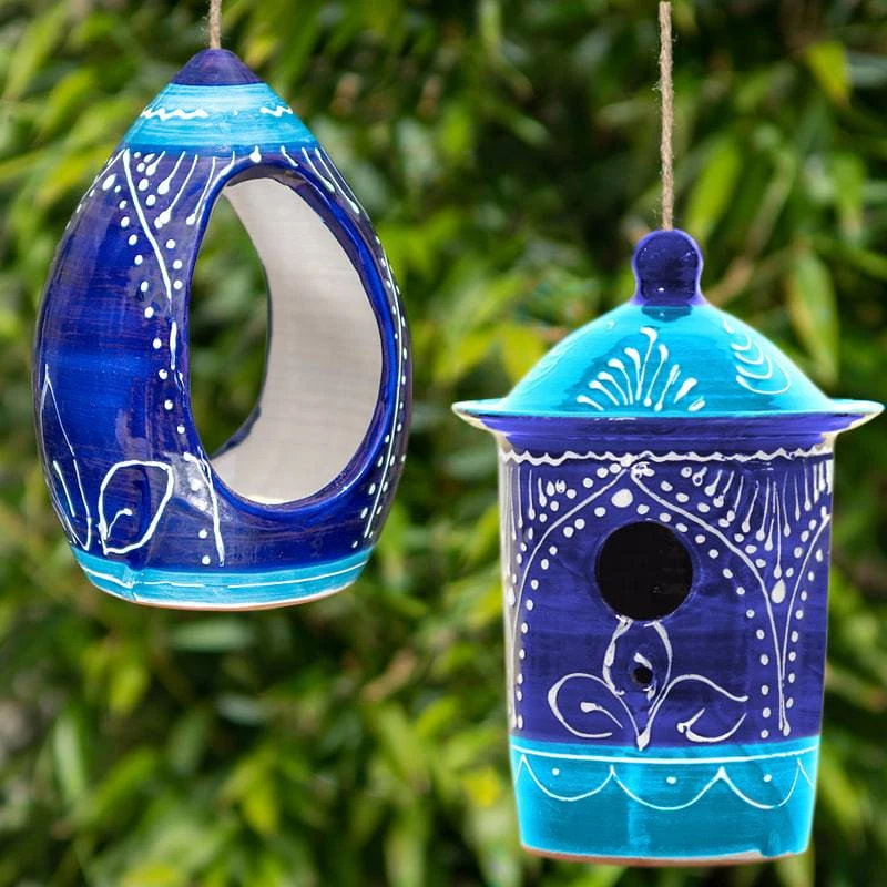 Ceramic Birdhouse And Feeder Gift Set 4 Ceramic Birdhouse And Feeder Gift Set - Image 2