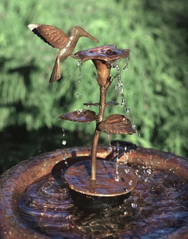 Copper Hummingbird Birdbath Fountain/Dripper 3 Copper Hummingbird Birdbath Fountain/Dripper