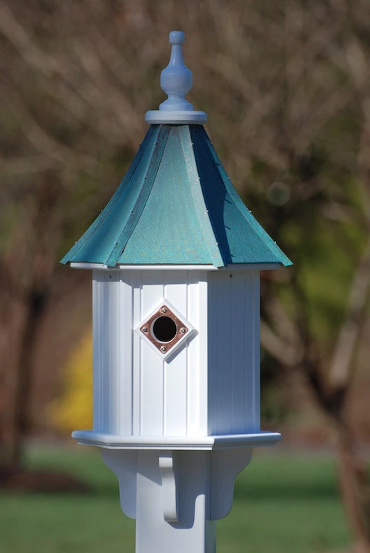 Copper Roof Birdhouse 28x10-Patina 3 Copper Roof Birdhouse 28x10-Patina