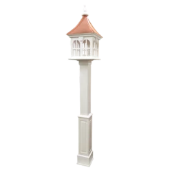 Copper Roof Vinyl/PVC Bird Feeder With Double Window- 29x14 -THE BIRDHOUSE CHICK Sales Copper Roof Birdfeeder on lamp post