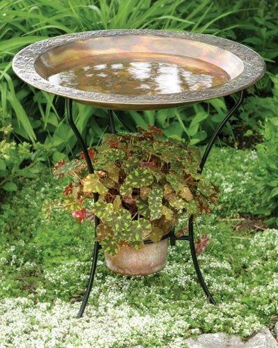 Flamed Bird Bath With Planter 2 Flamed Bird Bath With Planter