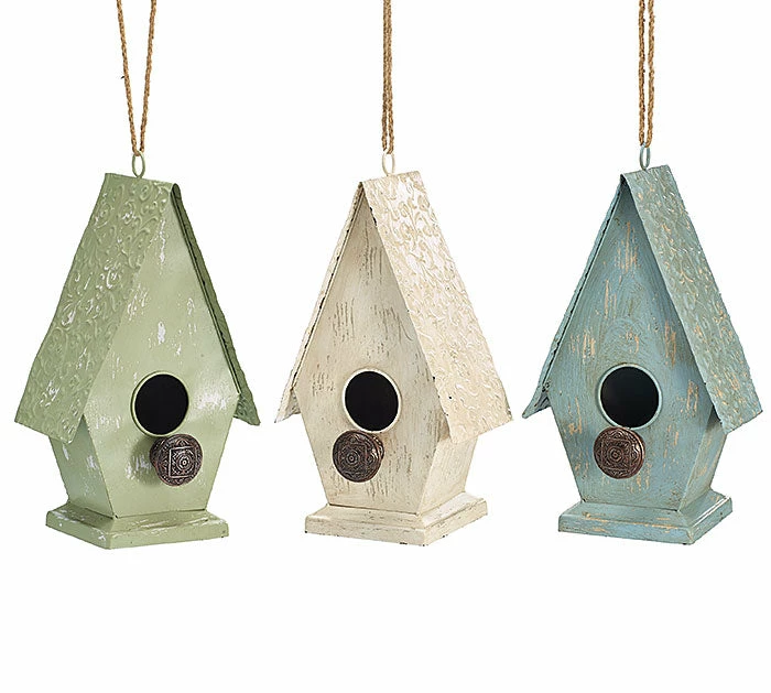 Distressed Cottage Birdhouses Set/3 3 Distressed Cottage Birdhouses Set/3