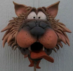 Zany Cat-3 Ceramic Birdhouse