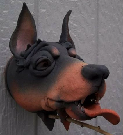 Doberman Ceramic Birdhouse 3 Doberman Ceramic Birdhouse