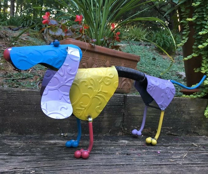 Dachshund Spring Dog Metal Yard Art 3 Dachshund Spring Dog Metal Yard Art