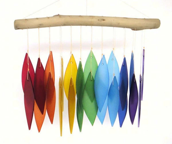 Rainbow Glass & Driftwood Wind Chime 3 Rainbow Glass & Driftwood Wind Chime