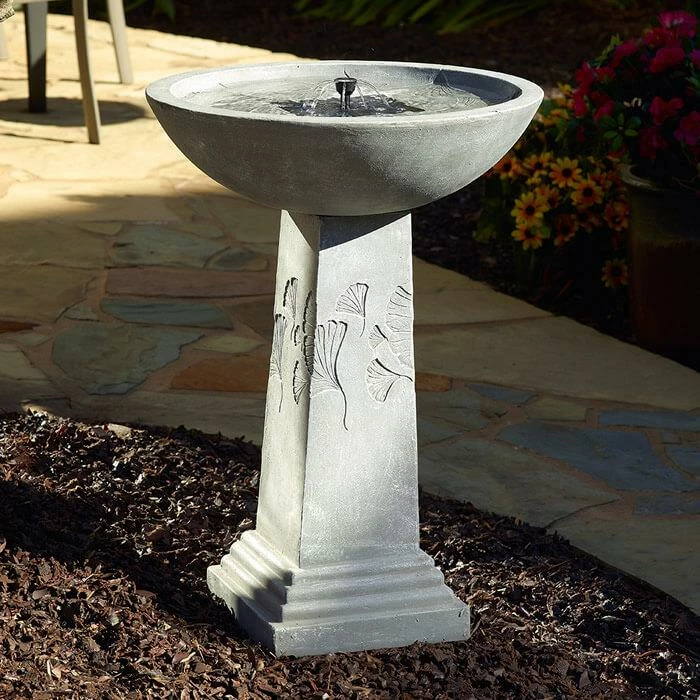 Ginko Tall Solar Bird Bath 3 Ginko Tall Solar Bird Bath
