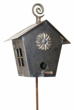 Hand Forged Birdhouse On Stake
