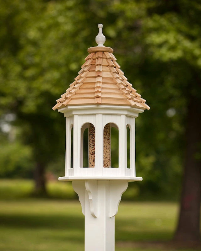 Large Gazebo Bird Feeder-Vinyl With Cypress Roof 14x36 3 Large Gazebo Bird Feeder-Vinyl With Cypress Roof 14x36