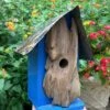 Rustic Log Front Birdhouses- 2 Sizes 1 Rustic Log Front Birdhouses- 2 Sizes -THE BIRDHOUSE CHICK Sales Log Front Birdhouse Blue Med