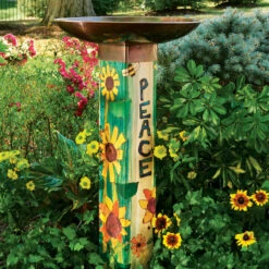 Peace Pedestal Bird Bath- Retired Design 7 Peace Pedestal Bird Bath- Retired Design -THE BIRDHOUSE CHICK Sales Peace Bird Bath in garden