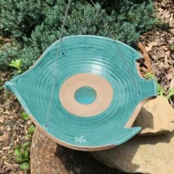 Pottery Hanging Bird Bath- Bird In Flight