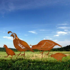 Quail Family Garden Stakes -THE BIRDHOUSE CHICK Sales Quail Family Garden Stakes