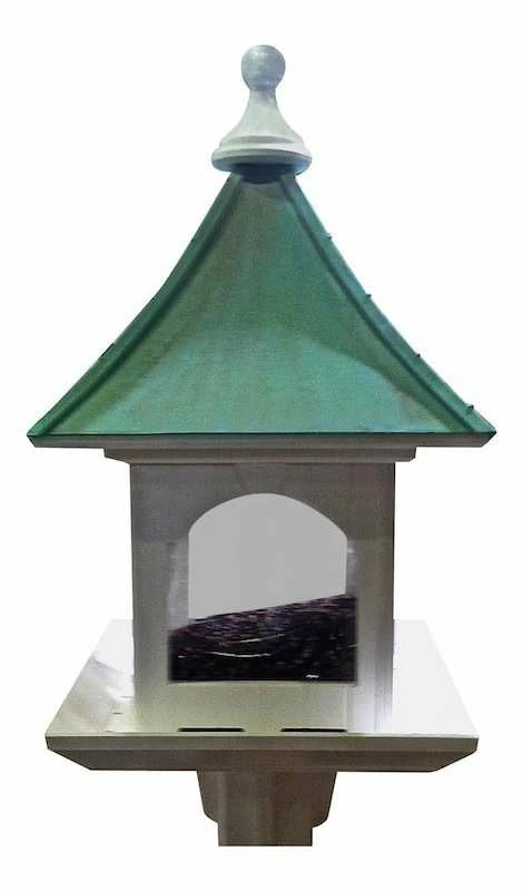 Copper Roof Bird Feeder Large Capacity With Post Mount 4 Copper Roof Bird Feeder Large Capacity With Post Mount - Image 2