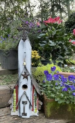 Rustic Church Birdhouses- Medium -THE BIRDHOUSE CHICK Sales Rustic Church Birdhouse 3