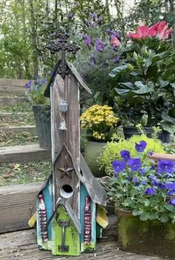 Rustic Church Birdhouses- Medium -THE BIRDHOUSE CHICK Sales Rustic Church Birdhouse 7