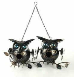 Two Owls On Branch Birdhouse