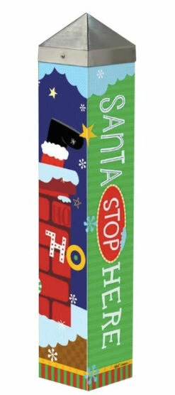 Holiday Garden Art Poles 20-inch 10 Holiday Garden Art Poles 20-inch -THE BIRDHOUSE CHICK Sales Santa Stops Here Art Pole
