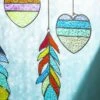 Stained Glass Heart And Feather Mobile 2 Stained Glass Heart And Feather Mobile -THE BIRDHOUSE CHICK Sales Stained Glass Heart and Feather Mobile Detail