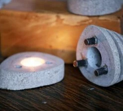 Stone Shade Candle Holder Set/2 5 Stone Shade Candle Holder Set/2 -THE BIRDHOUSE CHICK Sales Stone Shade Candle Holder Detail