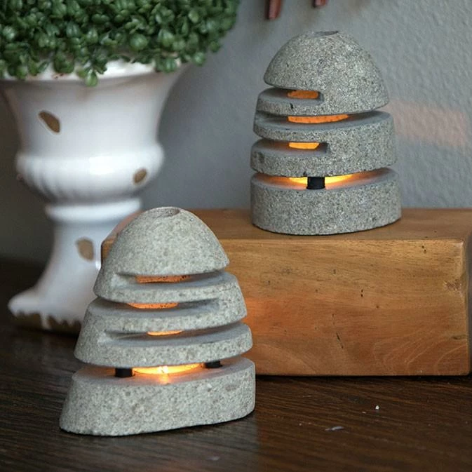 Stone Shade Candle Holder Set/2 3 Stone Shade Candle Holder Set/2