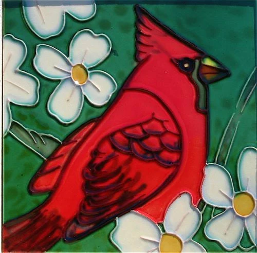 Ceramic Art Tiles-Cardinals Set/2 3 Ceramic Art Tiles-Cardinals Set/2