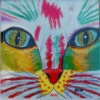 Ceramic Art Tile- Bright Cat Face- 2 Sizes 1 Ceramic Art Tile- Bright Cat Face- 2 Sizes -THE BIRDHOUSE CHICK Sales TC CAT2