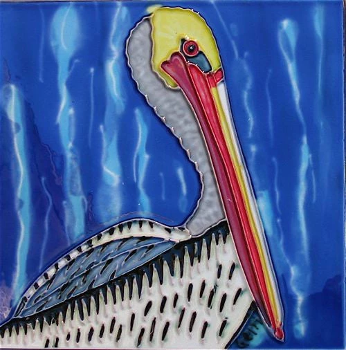 Ceramic Art Tiles-Set Of 3 Pelicans 4 Ceramic Art Tiles-Set Of 3 Pelicans - Image 2