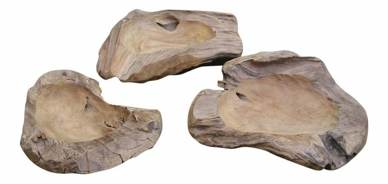 Natural Teak Root Bowls- 2 Sizes 3 Natural Teak Root Bowls- 2 Sizes
