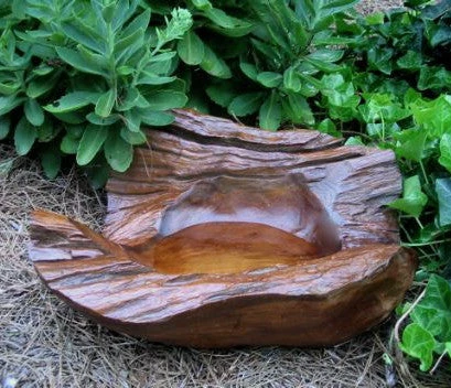 Natural Teak Ground Bird Bath 3 Natural Teak Ground Bird Bath