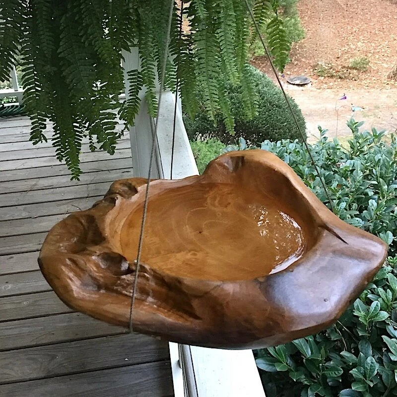 Teak Hanging Bird Bath 3 Teak Hanging Bird Bath