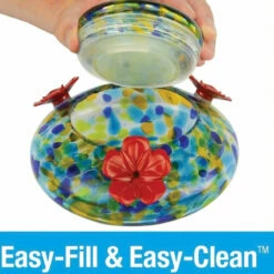 Solar Glass Hummingbird Feeder With Perch -THE BIRDHOUSE CHICK Sales Top Fill Solar Hummingbird Feeder