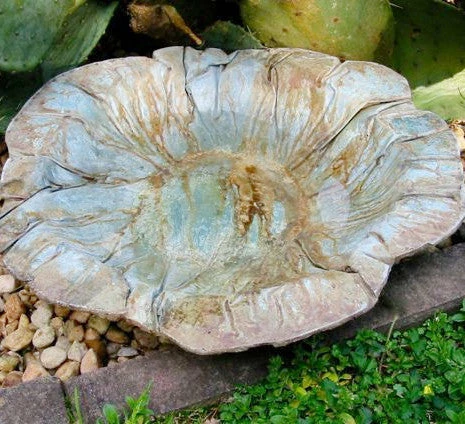 Large Ground Bird Bath- Organic Patina 3 Large Ground Bird Bath- Organic Patina