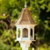 Gazebo Bird Feeder-Vinyl With Cypress Roof 12x28 -THE BIRDHOUSE CHICK Sales Vinyl Gazebo Bird Feeder Post Mount